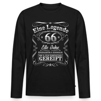Legende 66 Jahre 66. Geburtstag Männer Frauen - Männer Premium Bio Langarmshirt - Schwarz - Vorne - Nico (187cm)