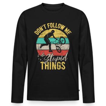 Ne me suivez pas drôle bmx VTT - T-shirt manches longues Premium bio Homme - noir - Devant - Nico (187cm)