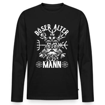 Wikinger Böser alter Mann Spruch mit Runenkompass - Männer Premium Bio Langarmshirt - Schwarz - Vorne - Nico (187cm)