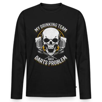 Mein Trinkteam hat ein Dart-Problem Ich spiele - Männer Premium Bio Langarmshirt - Schwarz - Vorne - Nico (187cm)