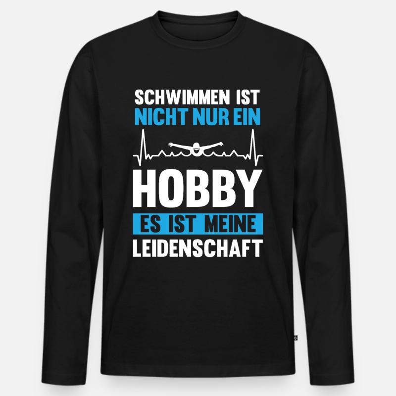 Schwimmen Schwimmer - Männer Premium Bio Langarmshirt - Schwarz