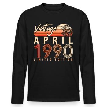 Geburtsdatum 1990 April - Männer Premium Bio Langarmshirt - Schwarz - Vorne - Nico (187cm)
