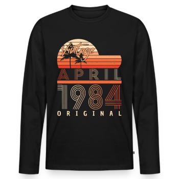 1984 April Original - Men's Premium Organic Long Sleeve Shirt - black - Front - Nico (187cm)