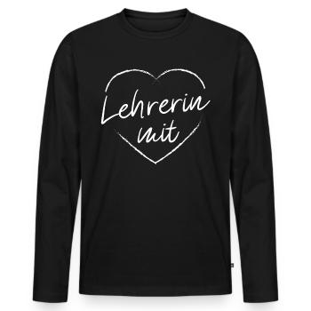 Lehrerin mit Herz Unterricht Pädagogin - Männer Premium Bio Langarmshirt - Schwarz - Vorne - Nico (187cm)