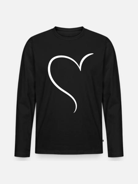 White Half Heart Love - Men's Premium Organic Long Sleeve Shirt - black