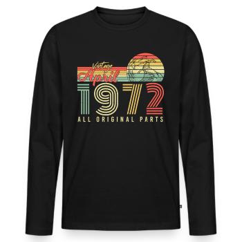 50e anniversaire 1972 Avril - T-shirt manches longues Premium bio Homme - noir - Devant - Nico (187cm)