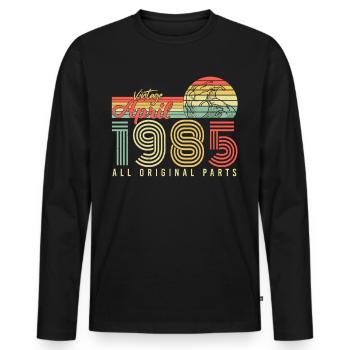 Né en avril 1985 - T-shirt manches longues Premium bio Homme - noir - Devant - Nico (187cm)