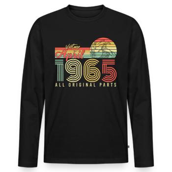 1965 April Vintage - Men's Premium Organic Long Sleeve Shirt - black - Front - Nico (187cm)