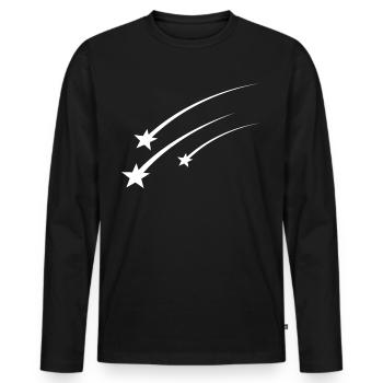 White shooting stars - Men's Premium Organic Long Sleeve Shirt - black - Front - Nico (187cm)