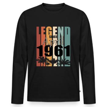 Legende geboren 1961 April Jahrgang - Männer Premium Bio Langarmshirt - Schwarz - Vorne - Nico (187cm)