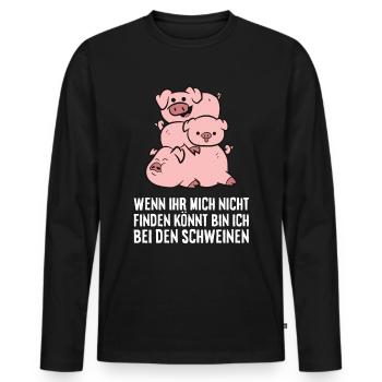 Landwirtschaft Schweine Schweinchen Bauernhoff - Männer Premium Bio Langarmshirt - Schwarz - Vorne - Nico (187cm)