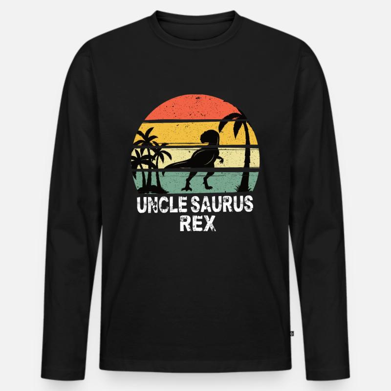 Uncle Saurus Rex - Männer Premium Bio Langarmshirt - Schwarz