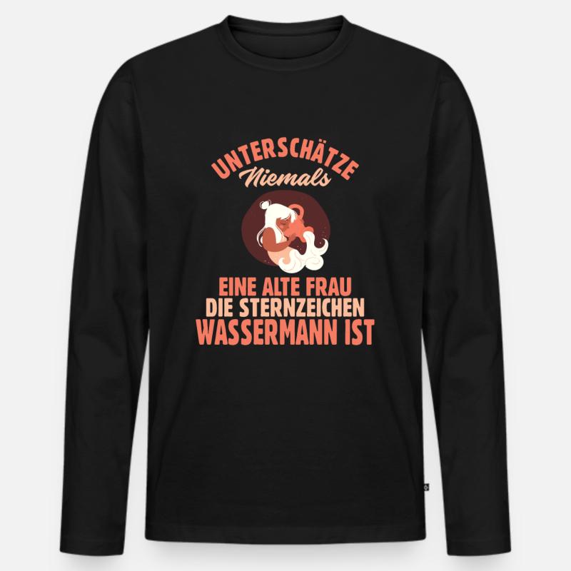 Sternzeichen Wassermann - Männer Premium Bio Langarmshirt - Schwarz