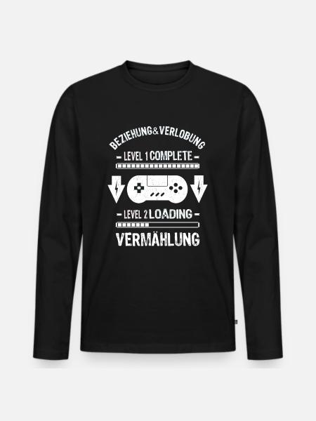 Level Ehemann Loading JGA Männer Computer Nerds - Männer Premium Bio Langarmshirt - Schwarz