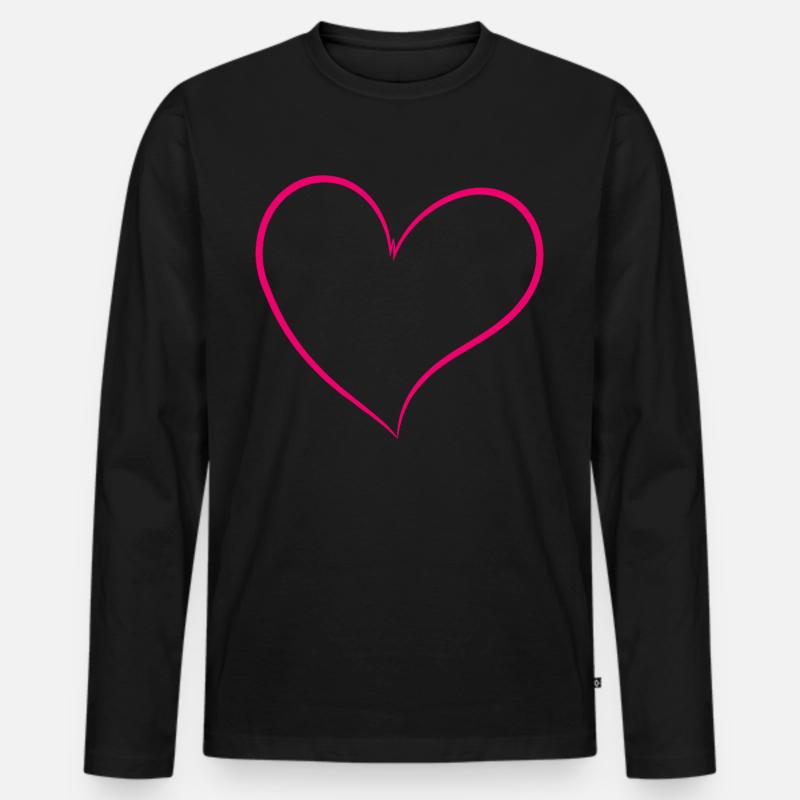 Pinkes Herz - Männer Premium Bio Langarmshirt - Schwarz