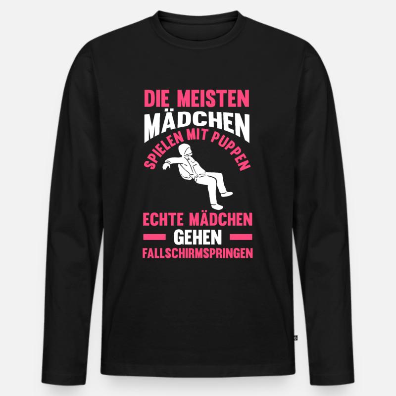 Fallschirmspringen Mädchen - Männer Premium Bio Langarmshirt - Schwarz