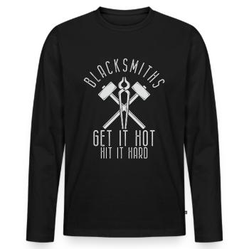 Schmied Hufschmied Amboss Schmiedeeisen - Männer Premium Bio Langarmshirt - Schwarz - Vorne - Nico (187cm)