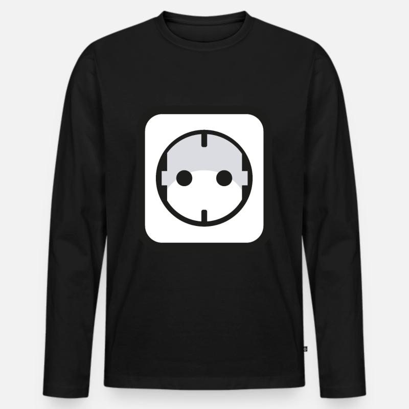 Steckdose Icon Strom Elektriker - Männer Premium Bio Langarmshirt - Schwarz