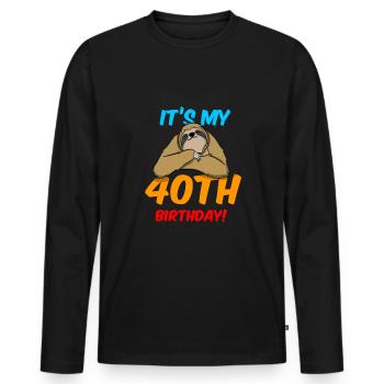 40th birthday 40 years old sloth - Men's Premium Organic Long Sleeve Shirt - black - Front - Nico (187cm)