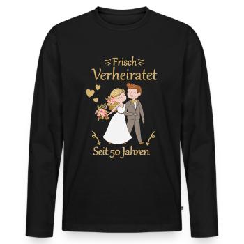 50 Jahre Verheiratet Goldene Hochzeit Geschenk - Männer Premium Bio Langarmshirt - Schwarz - Vorne - Nico (187cm)