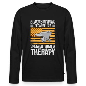 Schmied Hufschmied Amboss Schmiedeeisen - Männer Premium Bio Langarmshirt - Schwarz - Vorne - Nico (187cm)