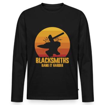 Schmied Hufschmied Amboss Schmiedeeisen - Männer Premium Bio Langarmshirt - Schwarz - Vorne - Nico (187cm)