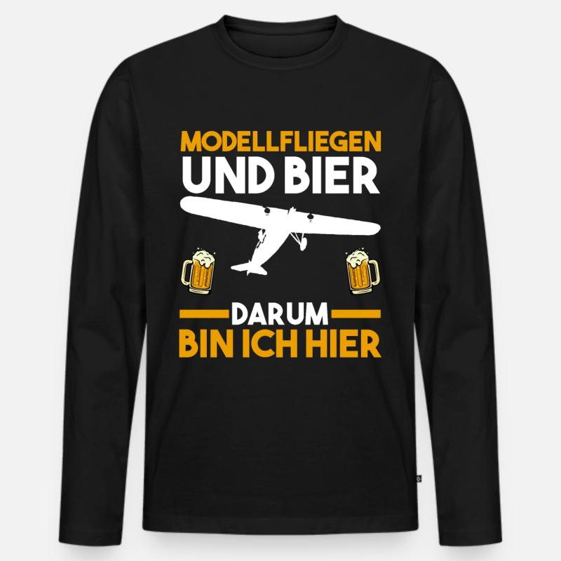 Modellfliegen Modellflieger Bier Modellflug - Männer Premium Bio Langarmshirt - Schwarz