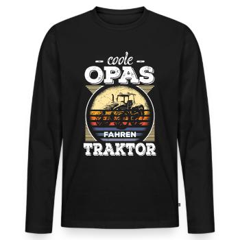 Coole Opas Opa Traktor Traktorfahrer Bauer Retro - Männer Premium Bio Langarmshirt - Schwarz - Vorne - Nico (187cm)
