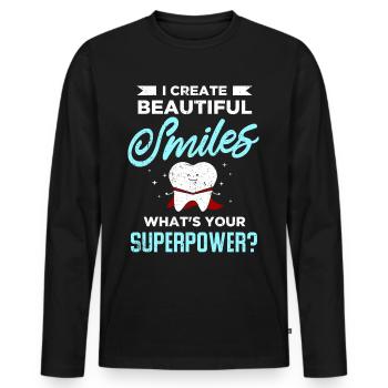 Dentist Gift Dentist Dental Doctor Teeth - Men's Premium Organic Long Sleeve Shirt - black - Front - Nico (187cm)