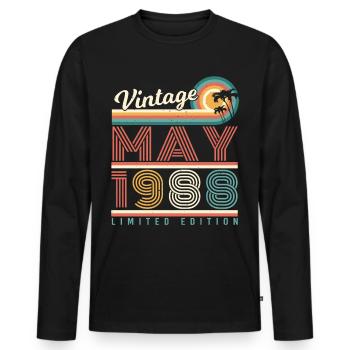 Birthday greeting May 1988 - Men's Premium Organic Long Sleeve Shirt - black - Front - Nico (187cm)