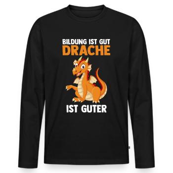 Drache Drachen - Männer Premium Bio Langarmshirt - Schwarz - Vorne - Nico (187cm)