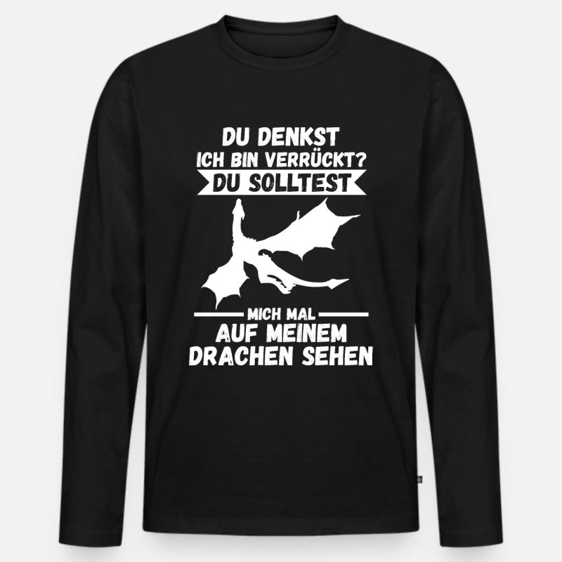 Drachen - Männer Premium Bio Langarmshirt - Schwarz