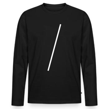 Weisser Schrägstrich Simpel Design - Männer Premium Bio Langarmshirt - Schwarz - Vorne - Nico (187cm)