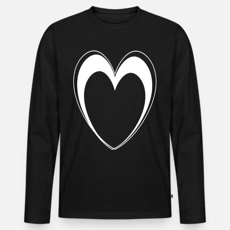 Weisses Herz - Männer Premium Bio Langarmshirt - Schwarz