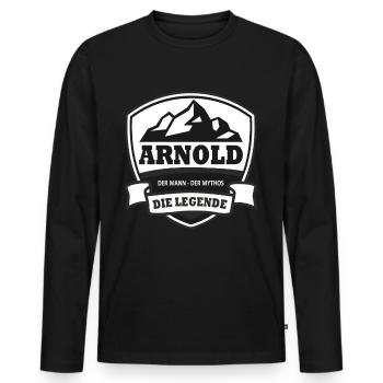 Vorname Arnold Der Mann Der Mythos Die Legende - Männer Premium Bio Langarmshirt - Schwarz - Vorne - Nico (187cm)