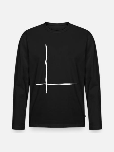 White lines Wavy - Men's Premium Organic Long Sleeve Shirt - black
