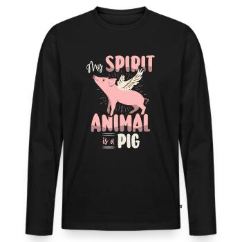 Schwein Tshirt Kinder Frauen Ferkel Pig Ferkelchen - Männer Premium Bio Langarmshirt - Schwarz - Vorne - Nico (187cm)