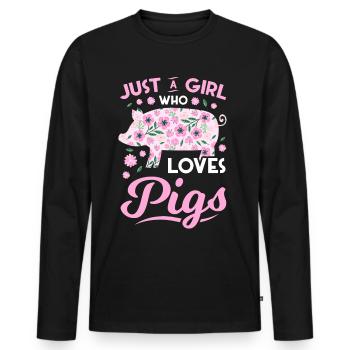 Schwein Geschenk Schweinchen Kinder Ferkel Sau Pig - Männer Premium Bio Langarmshirt - Schwarz - Vorne - Nico (187cm)
