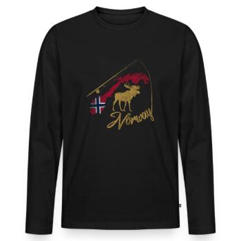 Norvège Norwegen - T-shirt manches longues Premium bio Homme - noir - Devant - Nico (187cm)