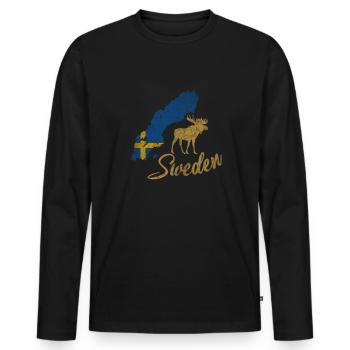 Sweden Schweden - Men's Premium Organic Long Sleeve Shirt - black - Front - Nico (187cm)