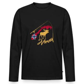 Norvège Norwegen - T-shirt manches longues Premium bio Homme - noir - Devant - Nico (187cm)