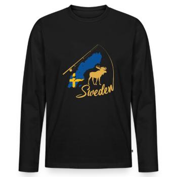 Suède Schweden - T-shirt manches longues Premium bio Homme - noir - Devant - Nico (187cm)