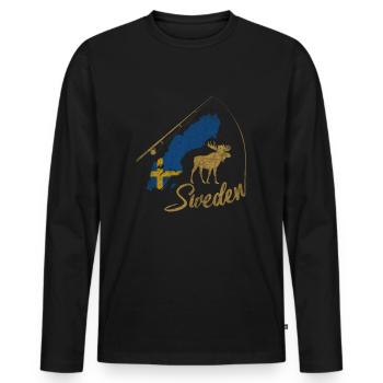 Suède Schweden - T-shirt manches longues Premium bio Homme - noir - Devant - Nico (187cm)