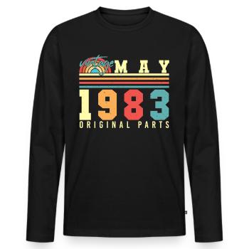 1983 Mai Idée cadeau - T-shirt manches longues Premium bio Homme - noir - Devant - Nico (187cm)