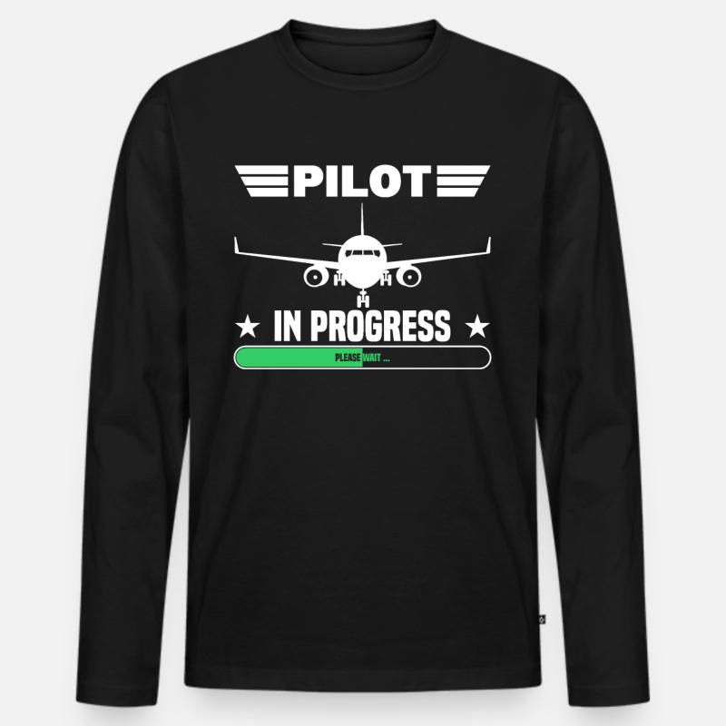 Pilot In Progress Aviation Engineering - Männer Premium Bio Langarmshirt - Schwarz