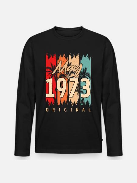 Born 1973 May - Men's Premium Organic Long Sleeve Shirt - black