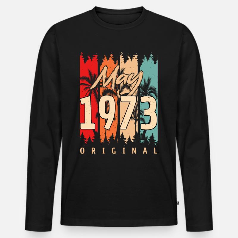 Geboren 1973 Mai - Männer Premium Bio Langarmshirt - Schwarz