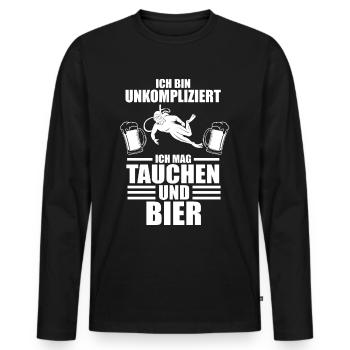 Taucher Tauchen Bier Tauchlehrer - Männer Premium Bio Langarmshirt - Schwarz - Vorne - Nico (187cm)
