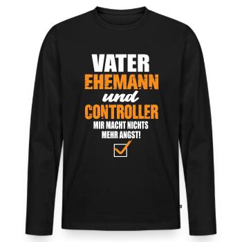 Controller - Männer Premium Bio Langarmshirt - Schwarz - Vorne - Nico (187cm)