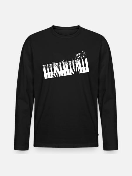 Music Note Piano Keyboard - Männer Premium Bio Langarmshirt - Schwarz